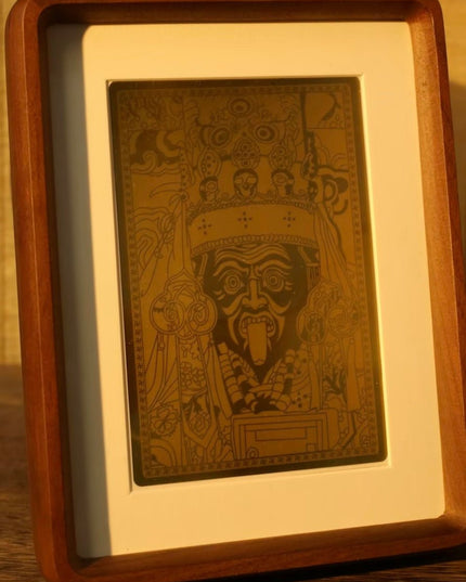 Solid Gold Crafted Art Frame: Zakirmala's Sacred Blessing Gift - Guardian Tabletop Ornament
