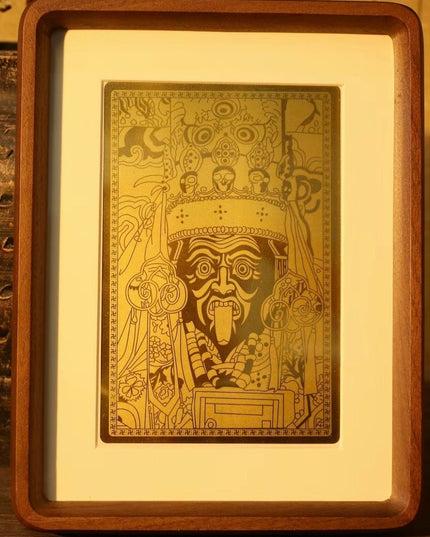 Solid Gold Crafted Art Frame: Zakirmala's Sacred Blessing Gift - Guardian Tabletop Ornament