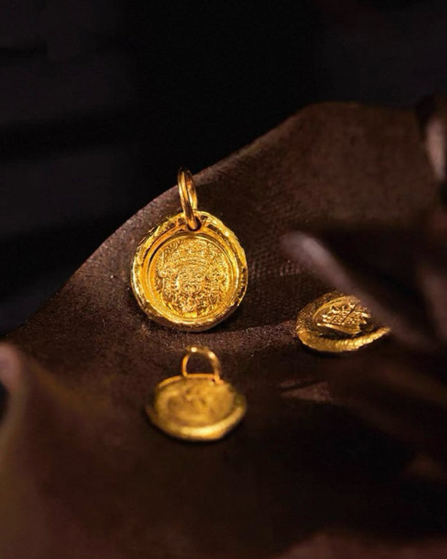 Solid Gold Pendant Featuring Zakirum with Lotus Blossom
