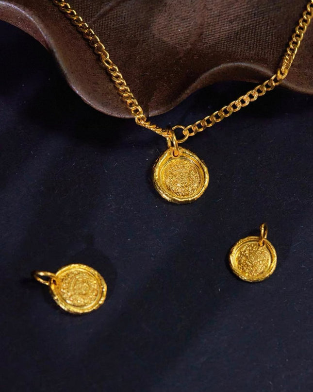 Solid Gold Pendant Featuring Zakirum with Lotus Blossom