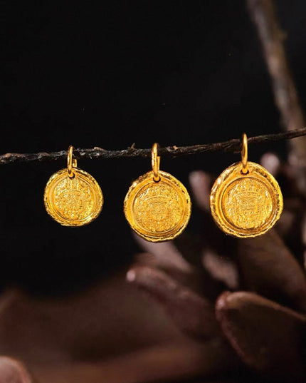 Solid Gold Pendant Featuring Zakirum with Lotus Blossom