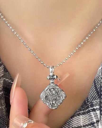 Sterling Silver & Mother-of-pearl Zakirum Tibetan Wealth Goddess Pendant