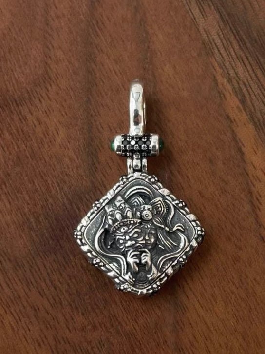 Sterling Silver & Mother-of-pearl Zakirum Tibetan Wealth Goddess Pendant