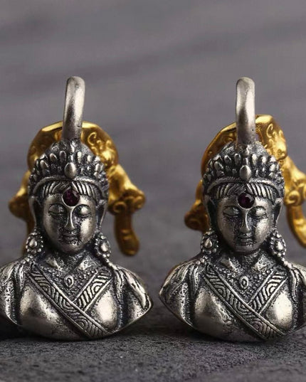 Sterling Silver Zakirum Past & Present Mask Gold-Plated Silver Pendant - Ancient Craft Gold-Tone Retro Chic Jewelry