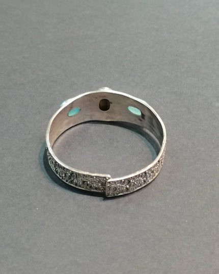 Tranquil Strength Bracelet | Pure Silver Bangle with Aquamarine and Tiger Eye for Calm and Protection