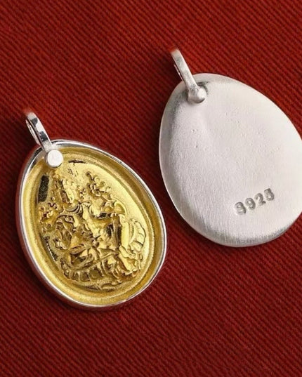 Zakirum Dharma Wheel Sterling Silver Gilded Pendant