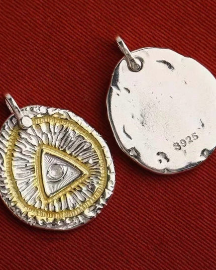 Zakirum Dharma Wheel Sterling Silver Gilded Pendant