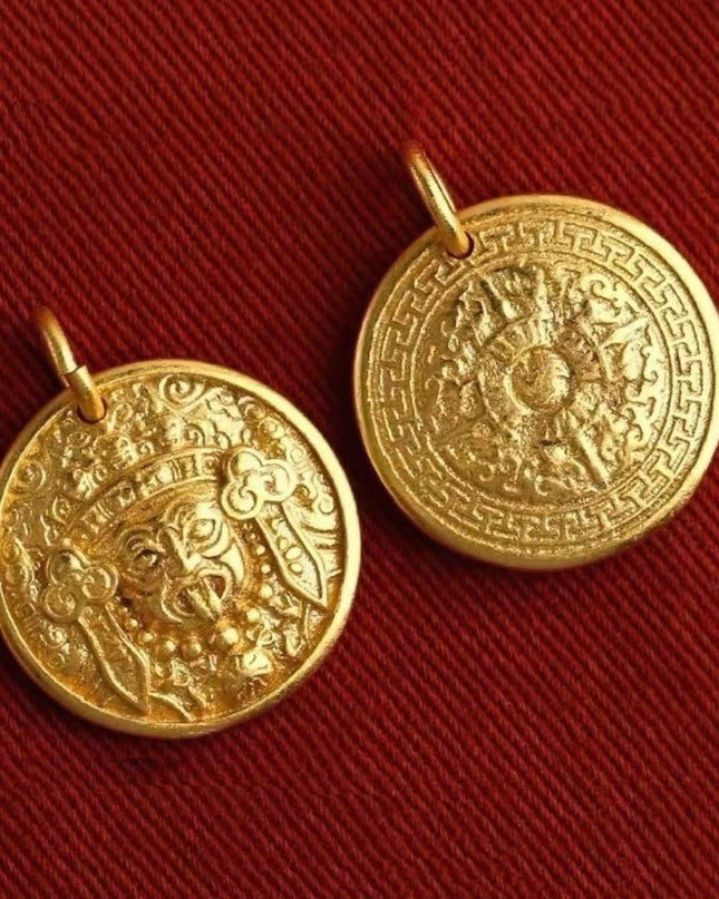 Zakirum Dharma Wheel Sterling Silver Gilded Pendant
