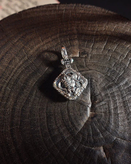 Sterling Silver & Mother-of-pearl Zakirum Tibetan Wealth Goddess Pendant