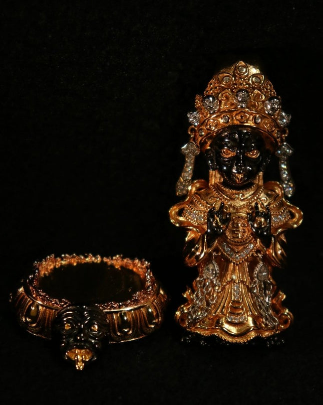 Zakirum Wealth Goddess Sacred Pendant & Altar Piece - Gold-Plated Sterling Silver with Ornate Base