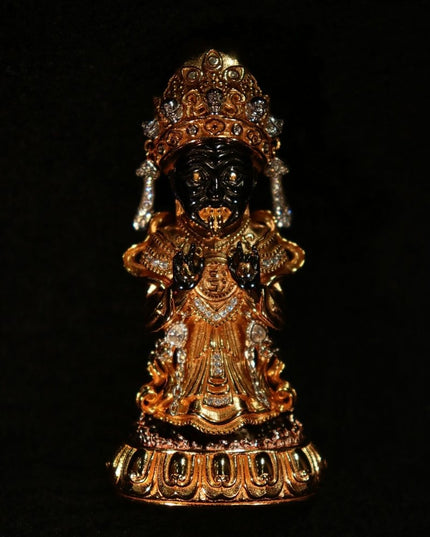 Zakirum Wealth Goddess Sacred Pendant & Altar Piece - Gold-Plated Sterling Silver with Ornate Base